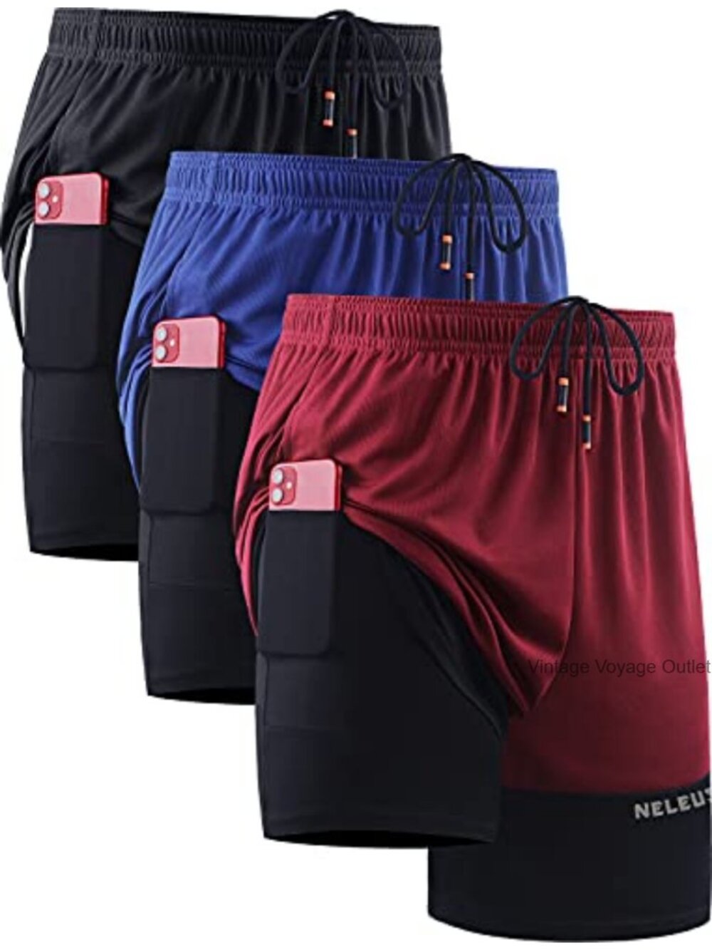 Men's 2 in 1 Running Shorts with Liner, Quick-Dry Workout Shorts with Pockets,